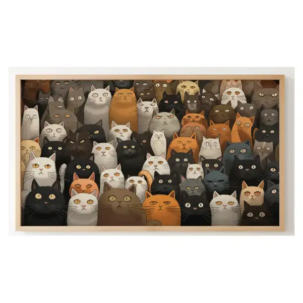 Quadro Decorativo N°51 - Panorâmico Mosaico de Gatos - Galix