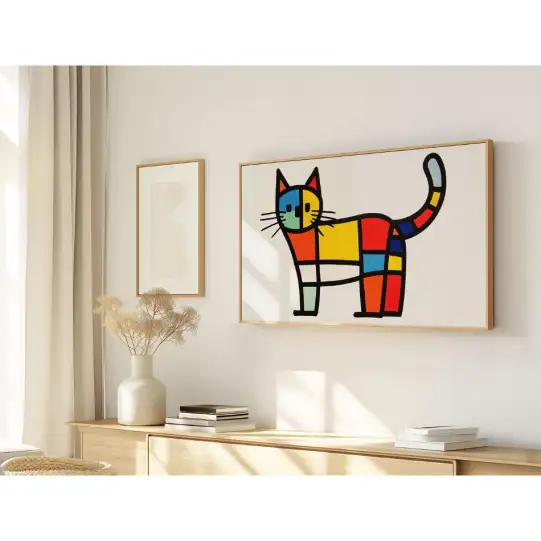 Quadro Decorativo N°28 - Panorâmico Gato Mondrian - Galix