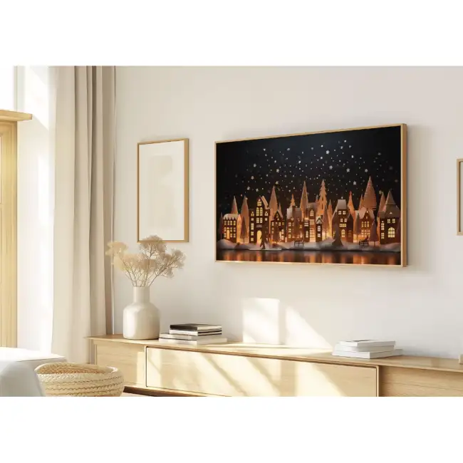 Quadro Decorativo N°237 - Panorâmico - Vila de Inverno Iluminada - Galix