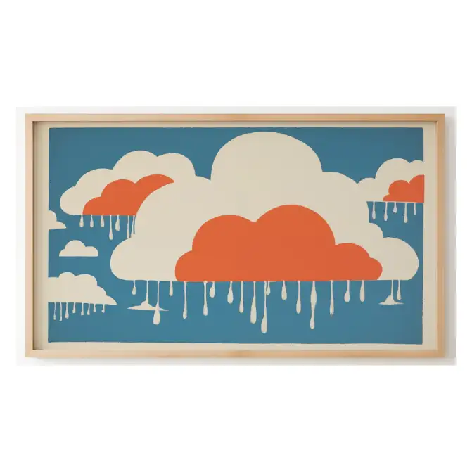 Quadro Decorativo N°188  - Panorâmico - Nuvens Terracota e Azul - Galix