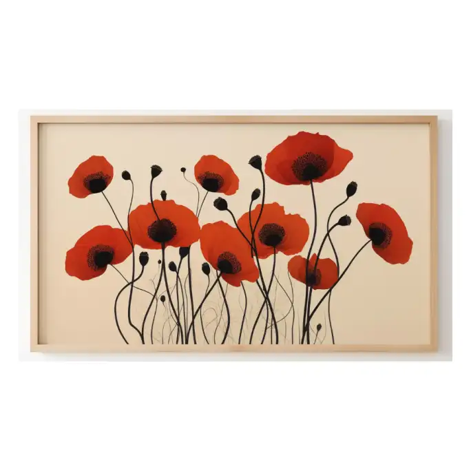 Quadro Decorativo N°185 - Panorâmico Botânico - Papoulas - Galix