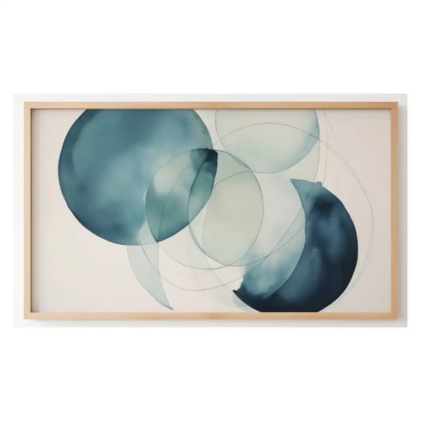 Quadro Decorativo N°119 - Panorâmico Abstrato - Aquarela Azul - Galix