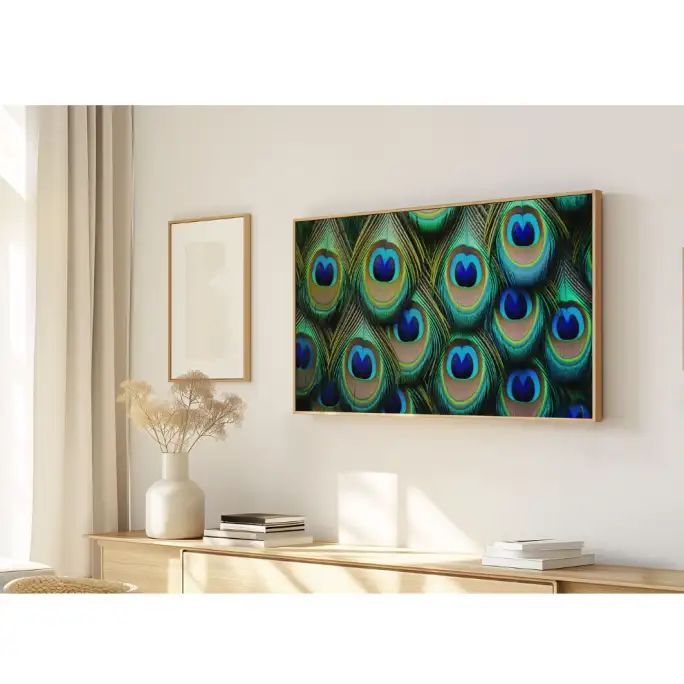 Quadro Decorativo N°150 - Panorâmico Abstrato - Penas de Pavão - Galix
