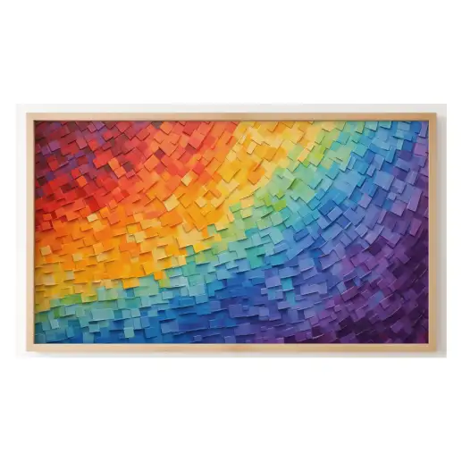 Quadro Decorativo N°62 - Panorâmico Abstrato - Onda Arco -Íris- Galix