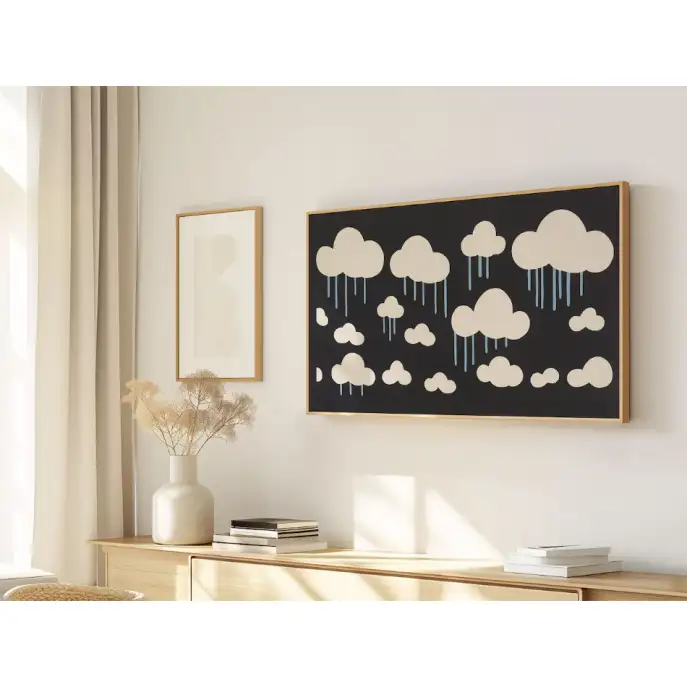 Quadro Decorativo N°187 - Panorâmico Infantil Padrão Nuvens - Galix
