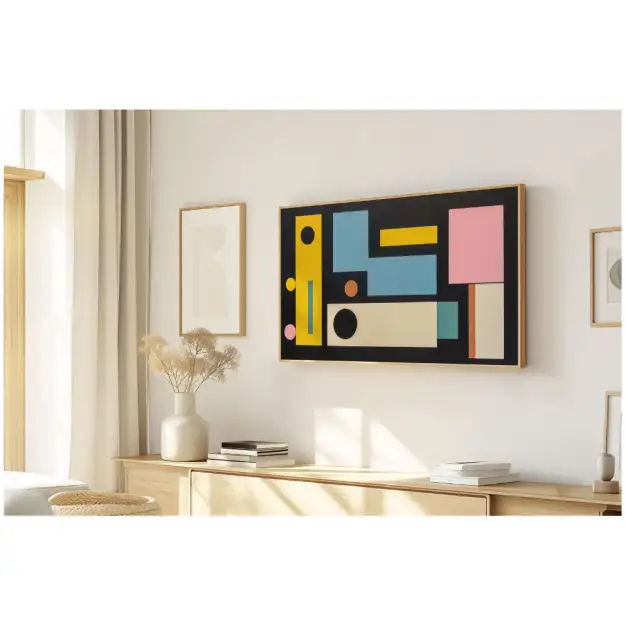 Quadro Decorativo N°13 - Panorâmico Geométrico - Fundo Preto - Galix