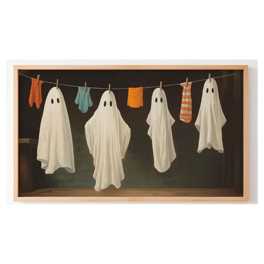 Quadro Decorativo N°125 - Panorâmico Halloween Fantasmas - Galix