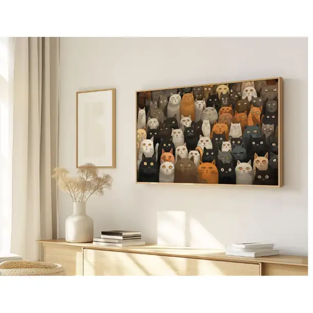 Quadro Decorativo N°51 - Panorâmico Mosaico de Gatos - Galix