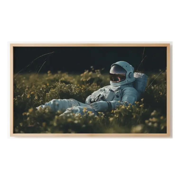 Quadro Decorativo N°249 - Panorâmico - Astronauta Campo Flores - Galix