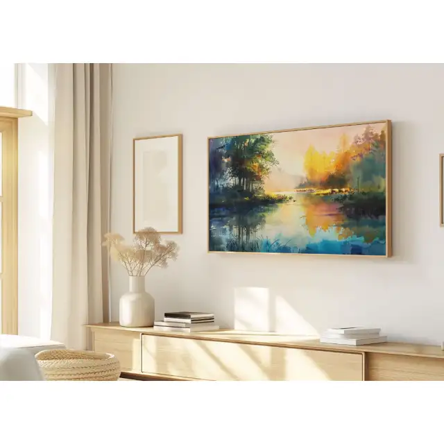 Quadro Decorativo N°230 - Panorâmico Abstrata - Manhã no Lago - Galix