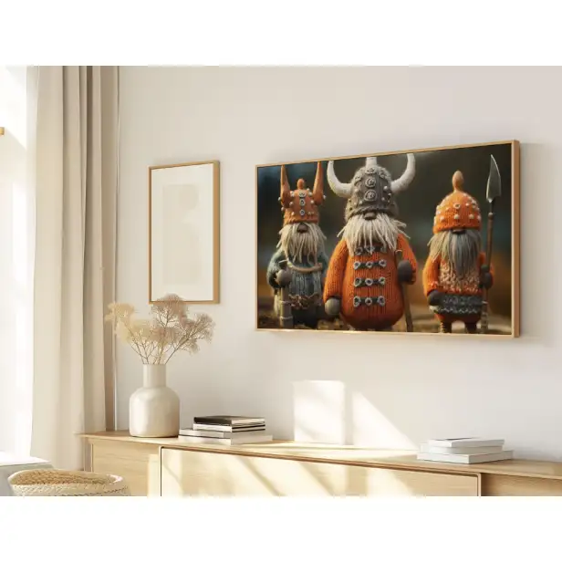 Quadro Decorativo N°251 - Panorâmico - Gnomos Vikings Trico - Galix