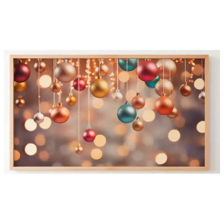 Quadro Decorativo N°129 - Panorâmico Natal Bolas de Natal Luzes - Galix