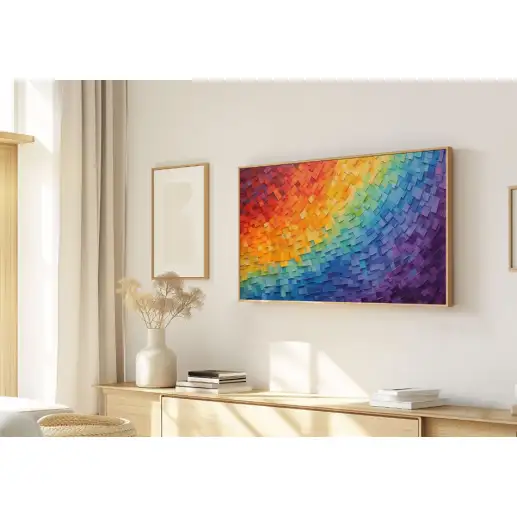 Quadro Decorativo N°62 - Panorâmico Abstrato - Onda Arco -Íris- Galix