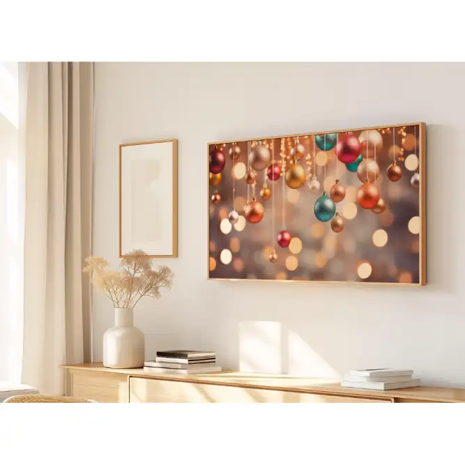 Quadro Decorativo N°129 - Panorâmico Natal Bolas de Natal Luzes - Galix
