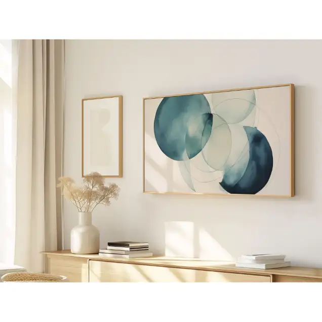 Quadro Decorativo N°119 - Panorâmico Abstrato - Aquarela Azul - Galix