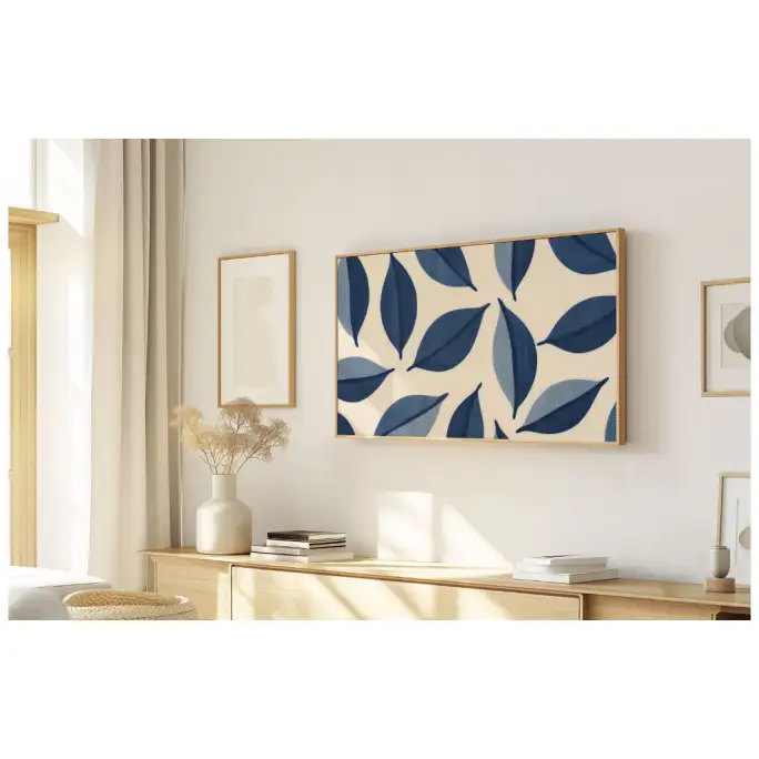 Quadro Decorativo N°174 - Panorâmico Botânico - Folhas Azuis - Galix