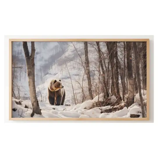 Quadro Decorativo N°47 - Panorâmico Urso Pardo na Neve - Galix