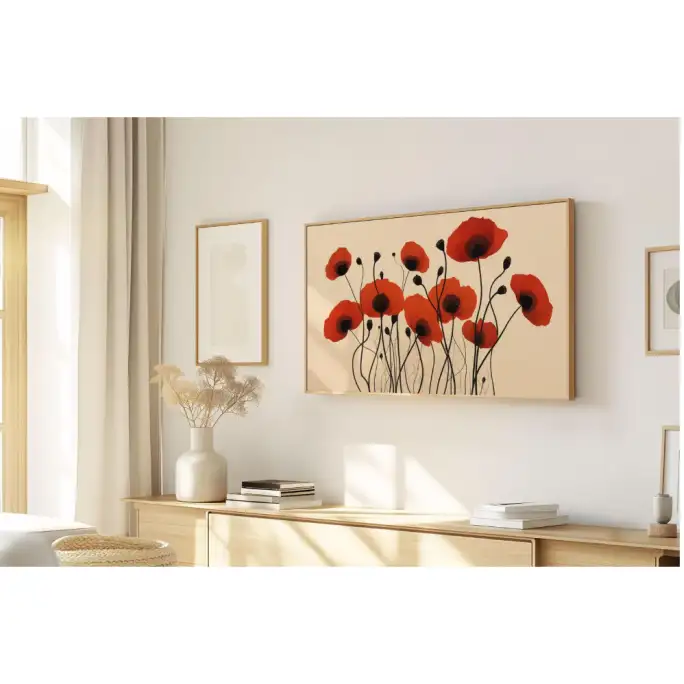 Quadro Decorativo N°185 - Panorâmico Botânico - Papoulas - Galix