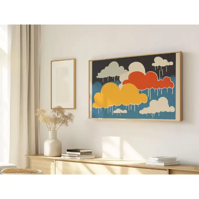 Quadro Decorativo N°186 - Panorâmico Infantil Nuvens Coloridas - Galix