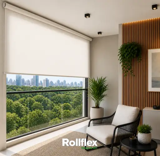 Cortina Persiana Rolô Solar 0% Branca Off-White