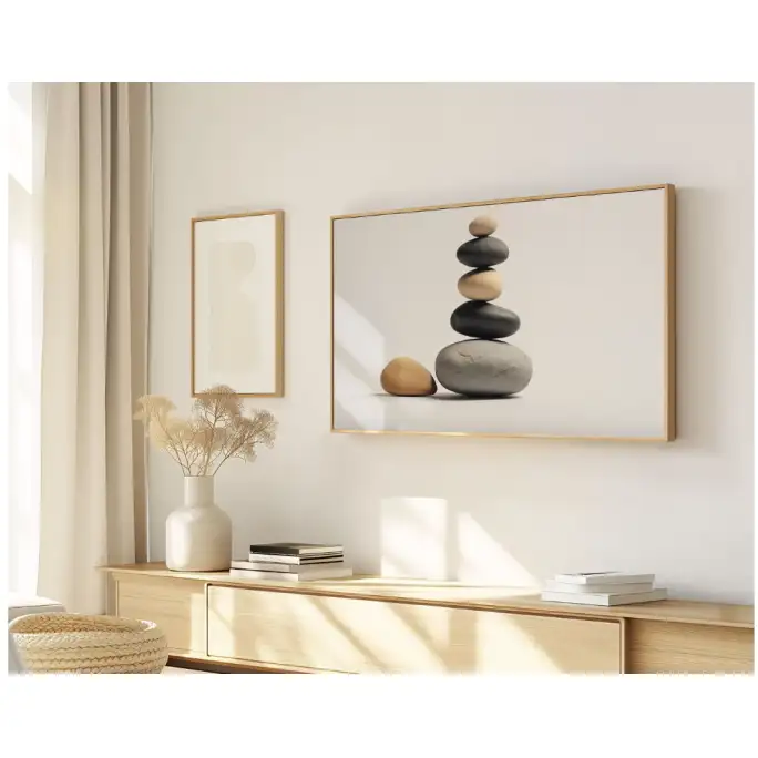 Quadro Decorativo N°171 - Panorâmico - Pedras de Equilíbrio Zen - Galix