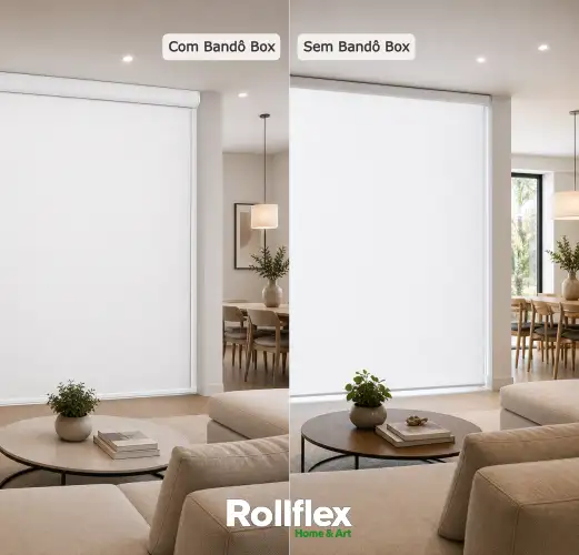 Cortina Persiana Rolô Blackout Branca Com Bandô Box