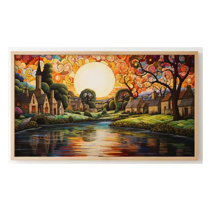 Quadro Decorativo N°233 - Panorâmico - Vilarejo Sol Poente Rio - Galix