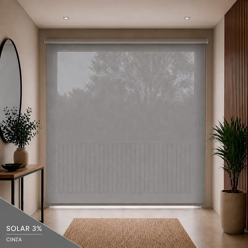 Cortina Persiana Rolô Solar 3% Cinza