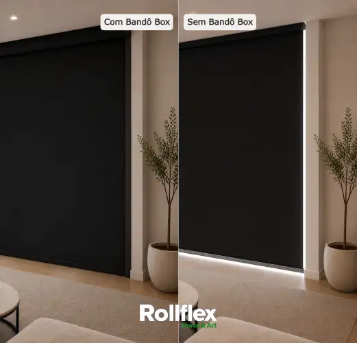 Cortina Persiana Rolô Blackout Preto Com Bandô Box