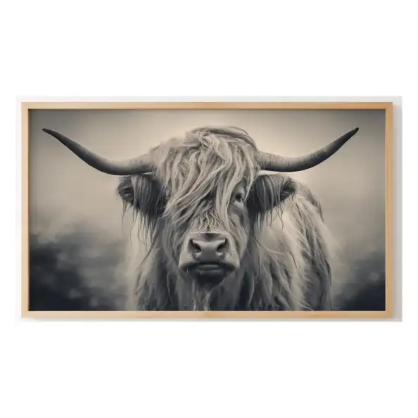 Quadro Decorativo N°37 - Panorâmico Touro Highland Sépia - Galix