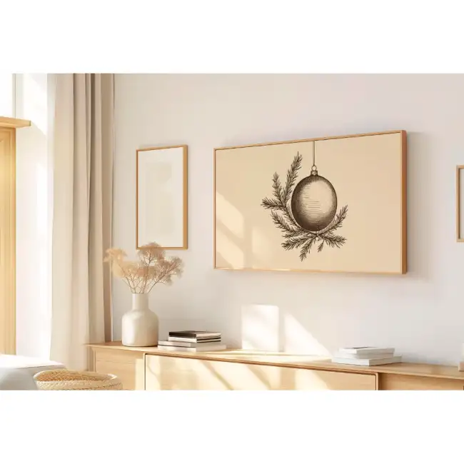 Quadro Decorativo N°131 - Panorâmico Natal Bola e Pinheiro - Galix