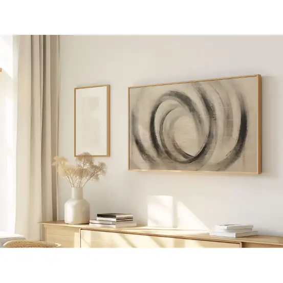 Quadro Decorativo N°69 - Panorâmico Abstrato - Gestual Carvão - Galix