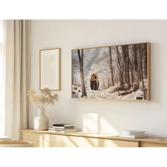 Quadro Decorativo N°47 - Panorâmico Urso Pardo na Neve - Galix