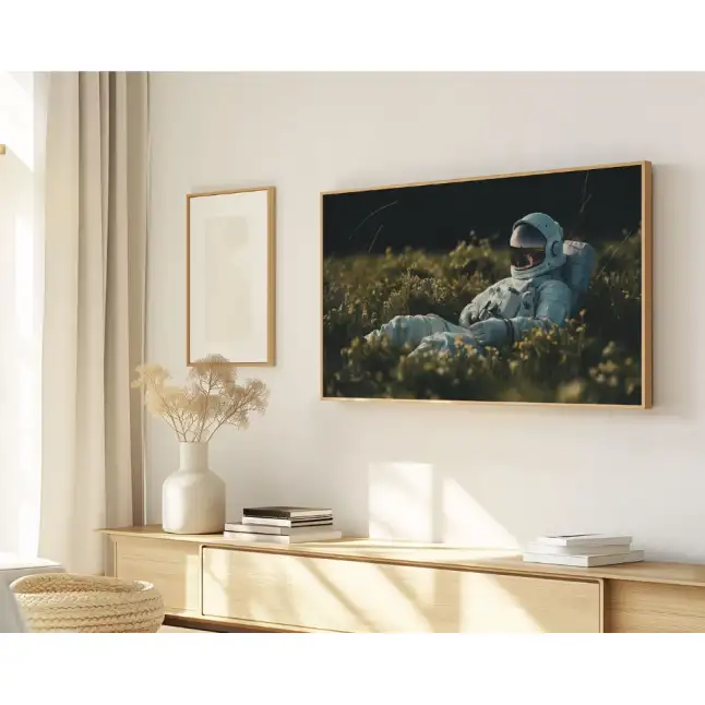 Quadro Decorativo N°249 - Panorâmico - Astronauta Campo Flores - Galix