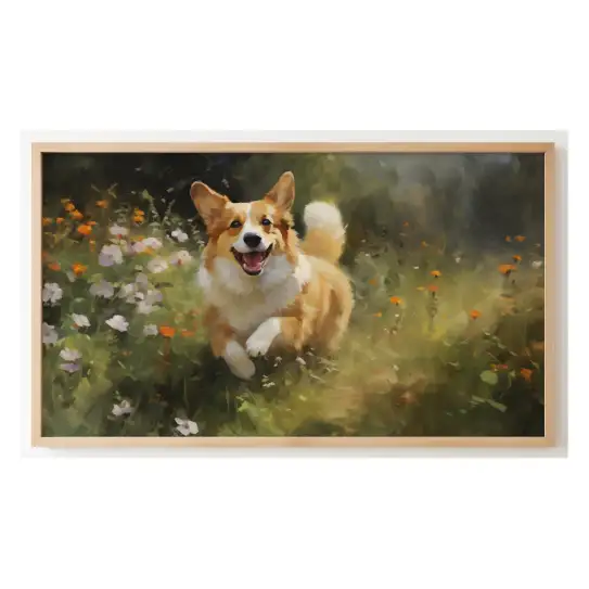 Quadro Decorativo N°29 - Panorâmico Cão Corgi Pintura Óleo - Galix