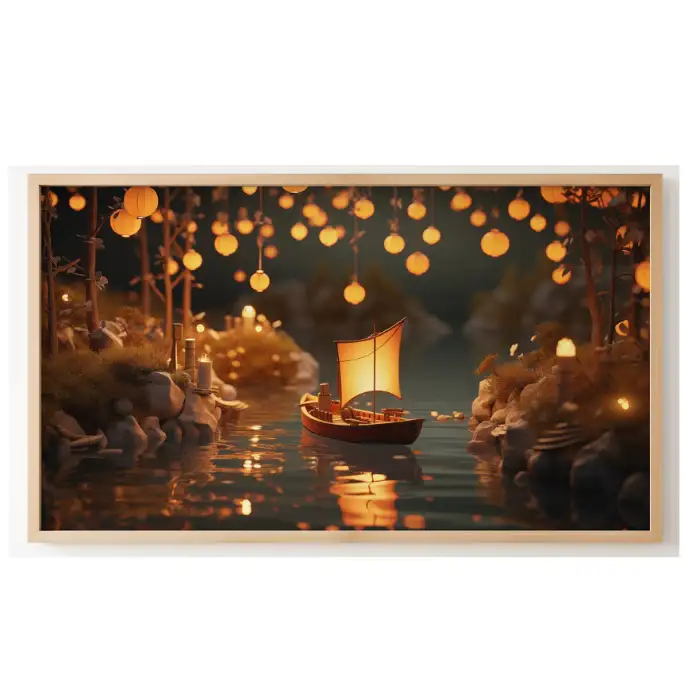 Quadro Decorativo N°167 - Panorâmico Barco e Lanternas - Galix