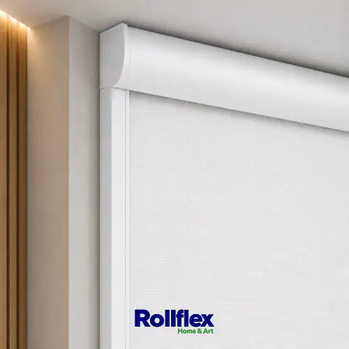 Cortina Persiana Rolô Blackout Branca Com Bandô Box