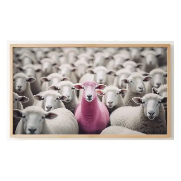 Quadro Decorativo N°38 - Panorâmico Fotografia Ovelha Rosa - Galix