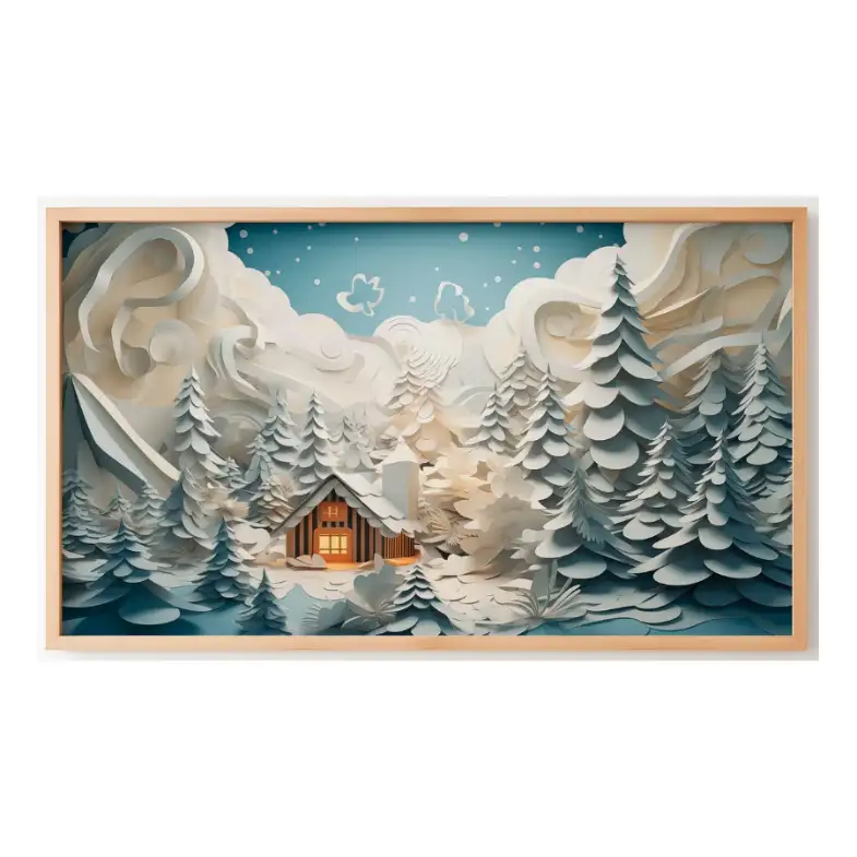 Quadro Decorativo N°127 - Panorâmico Natal Cabana Papercut - Galix
