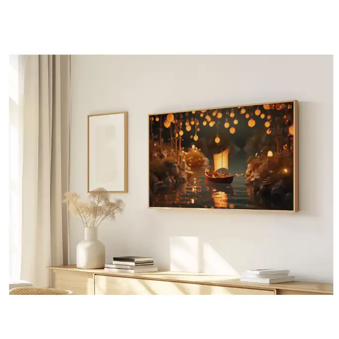 Quadro Decorativo N°167 - Panorâmico Barco e Lanternas - Galix