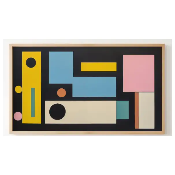 Quadro Decorativo N°13 - Panorâmico Geométrico - Fundo Preto - Galix