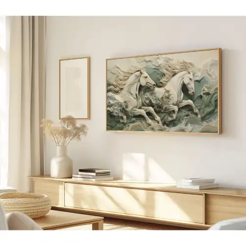 Quadro Decorativo N°26 - Panorâmico Cavalos Escultura  - Galix