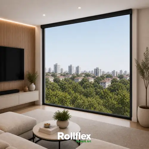 Cortina Persiana Rolô Blackout Preto Com Bandô Box
