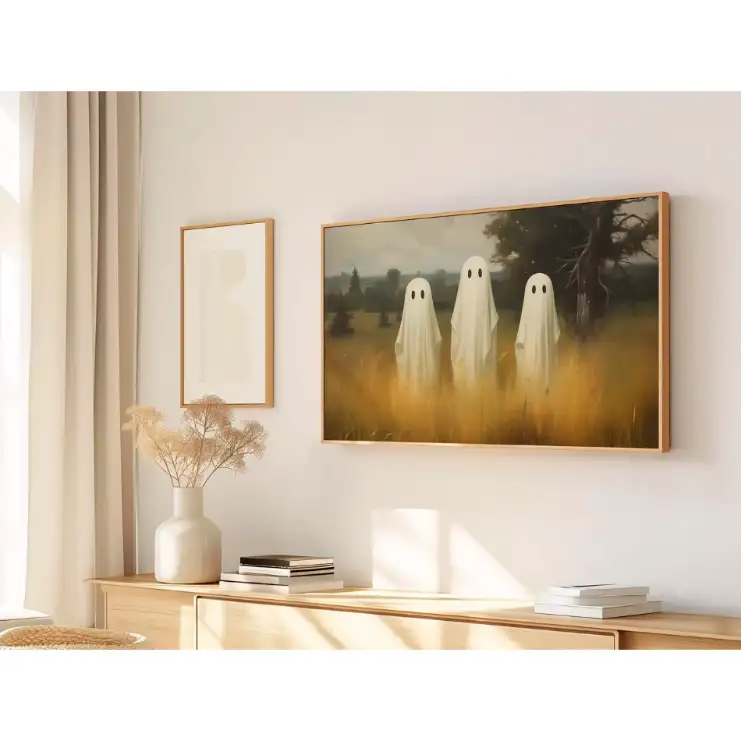 Quadro Decorativo N°126 - Panorâmico Halloween Fantasmas- Galix
