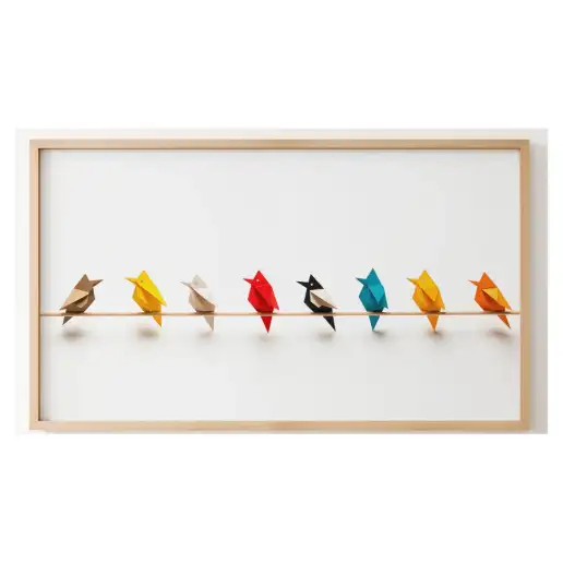 Quadro Decorativo N°27 - Panorâmico Pássaros Origami - Galix