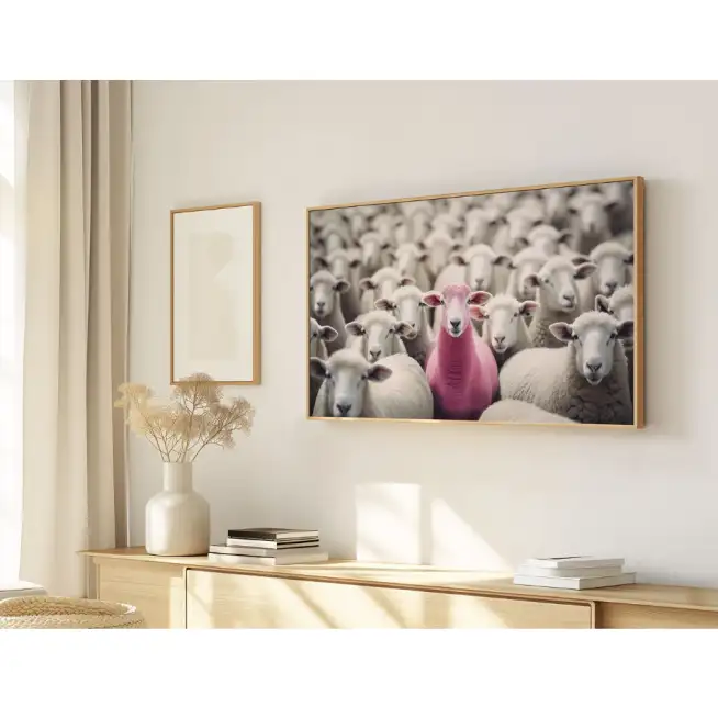 Quadro Decorativo N°38 - Panorâmico Fotografia Ovelha Rosa - Galix