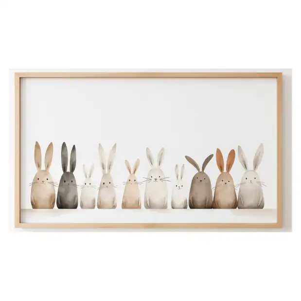 Quadro Decorativo N°53 - Panorâmico Coelhinhos Aquarela - Galix