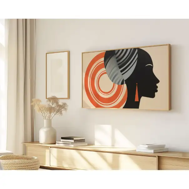 Quadro Decorativo N°253 - Panorâmico - Silhueta Mulher Turbante - Galix