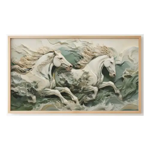 Quadro Decorativo N°26 - Panorâmico Cavalos Escultura  - Galix