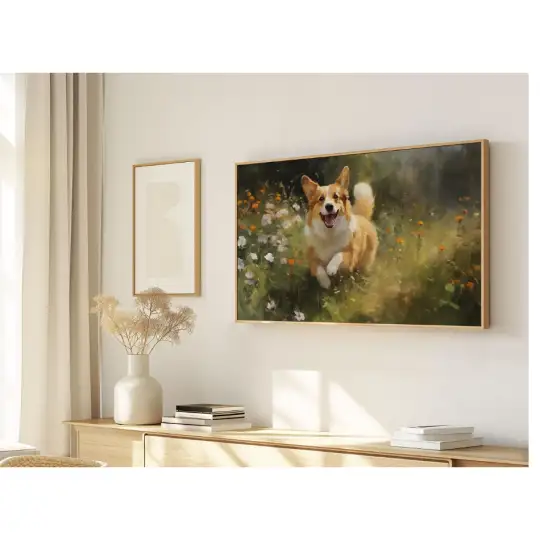 Quadro Decorativo N°29 - Panorâmico Cão Corgi Pintura Óleo - Galix